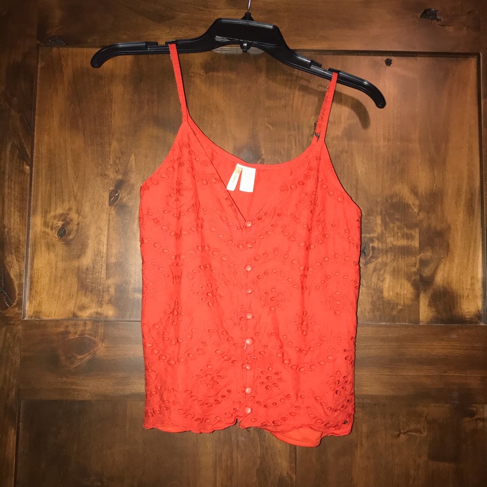 Rust Orange V Neck Tank